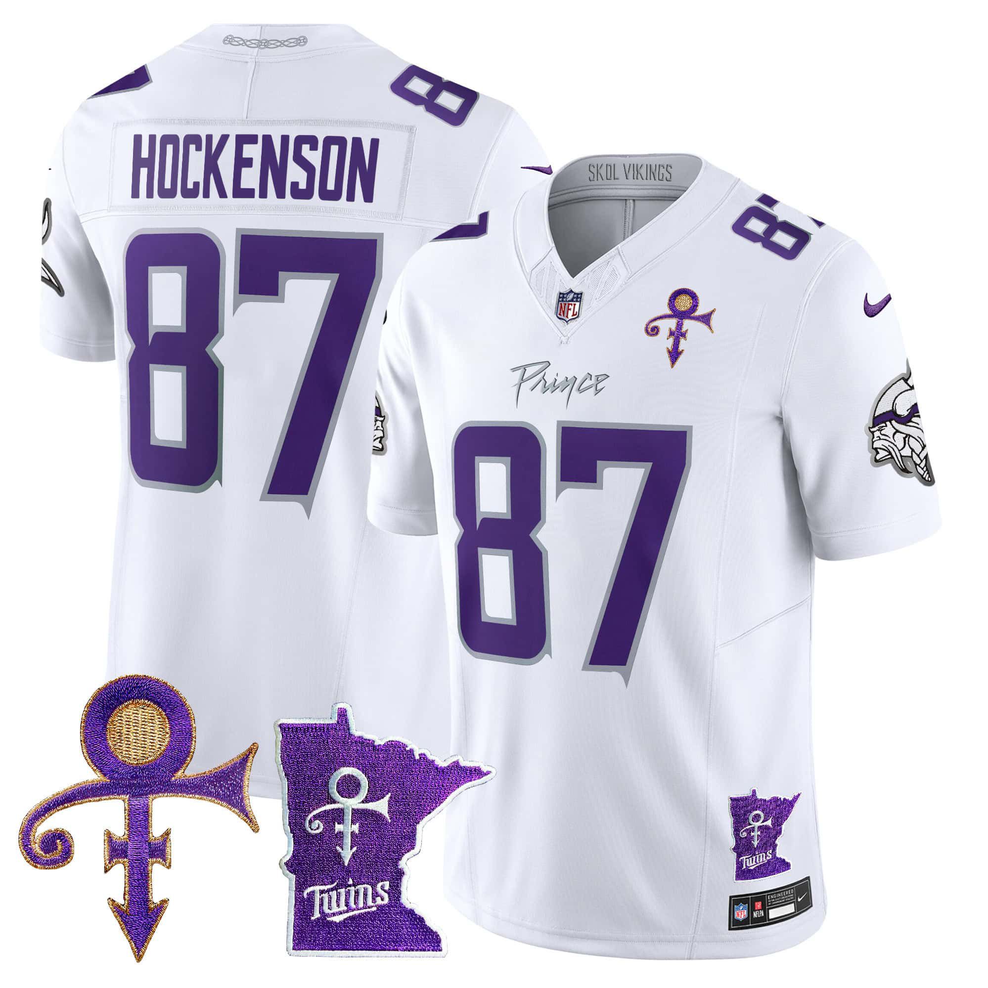 Men Minnesota Vikings #87 Hockenson White 2024 Nike Prince Vapor Limited NFL Jersey